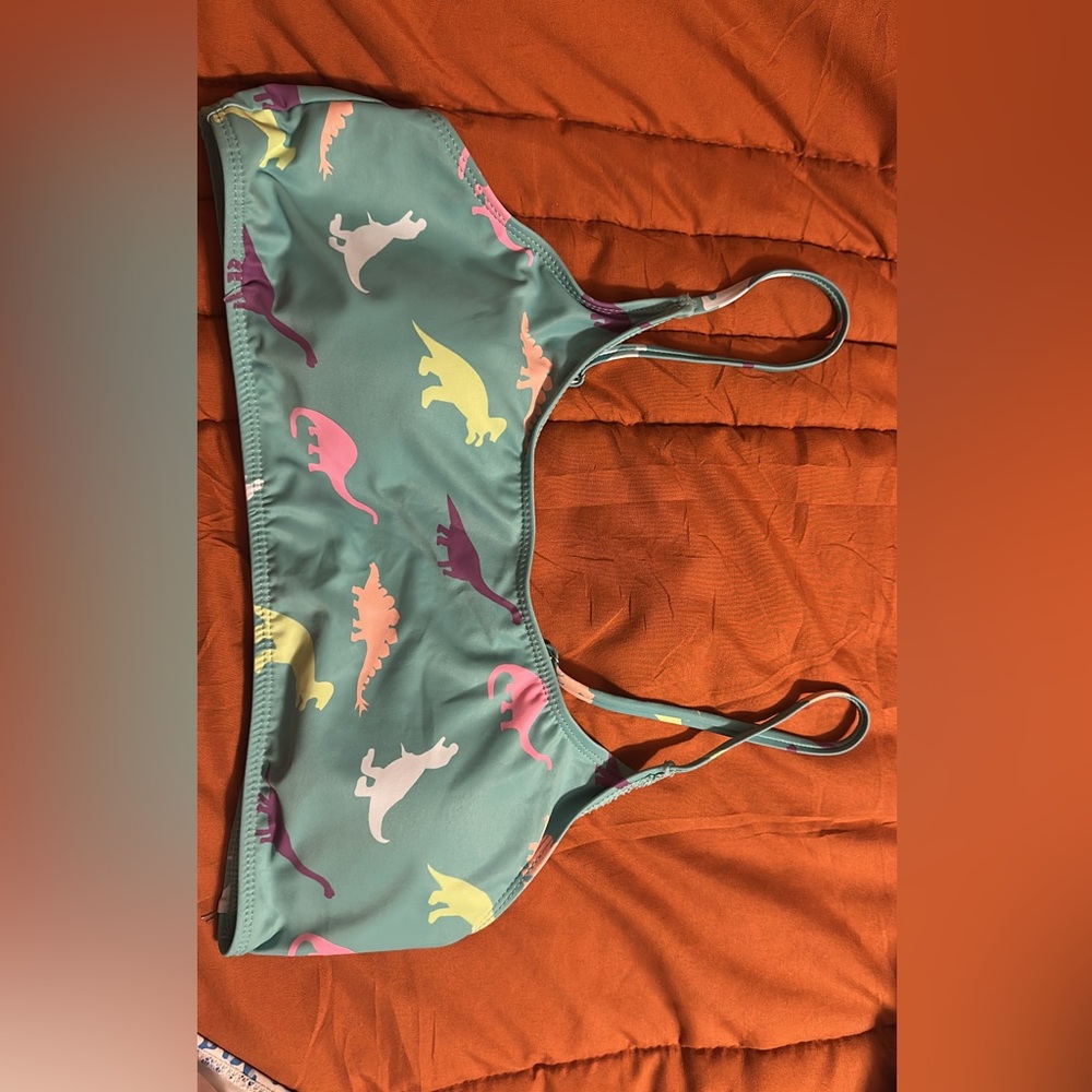 SHEIN Green Dinosaur Print Bikini Top